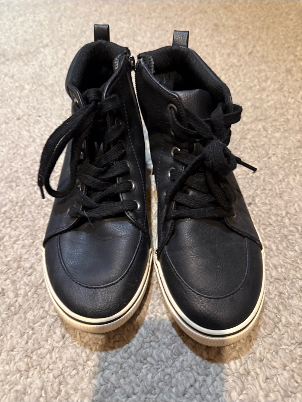 Cat & Jack Black High-Top Lace-Up Boots with White Trim